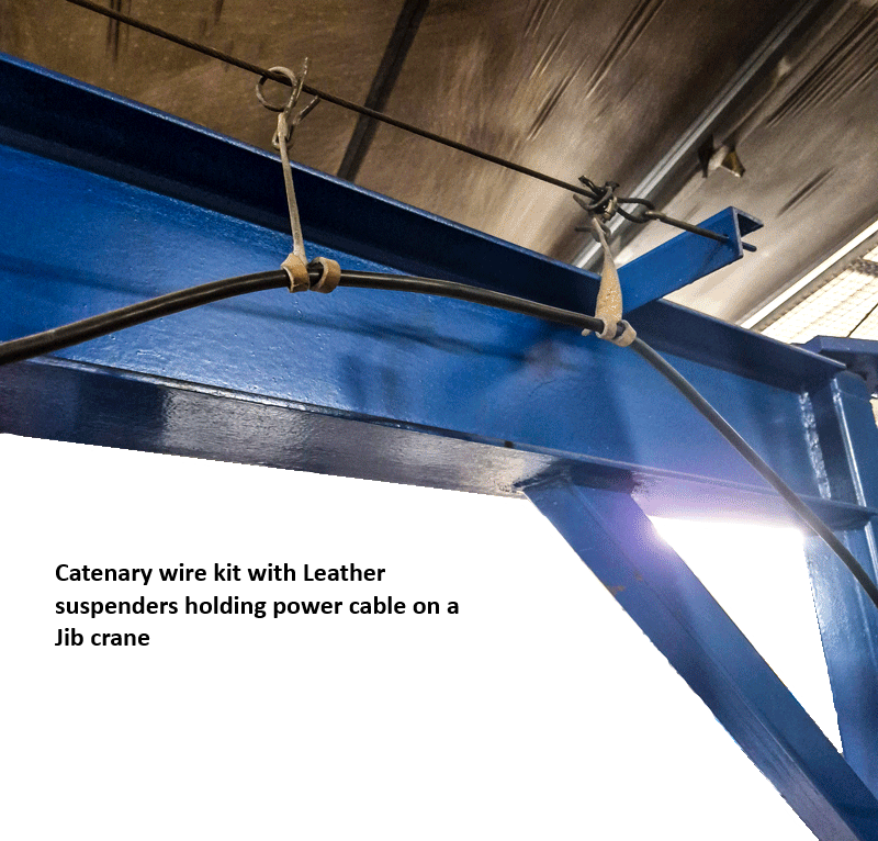 catenary kit on jib crane using leather suspenders